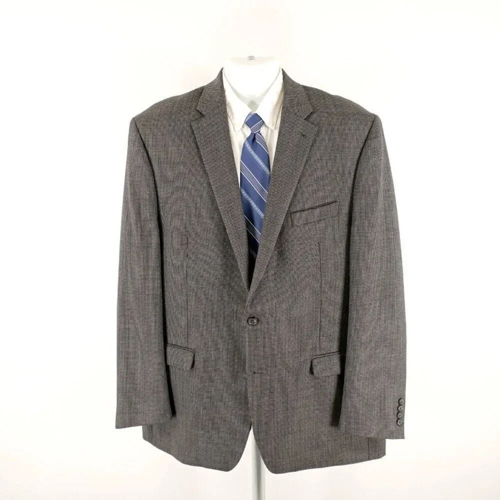 Lauren Ralph Lauren Thick Wool Wool Black Gray Tan Check 2 Button Sport Coat 46L